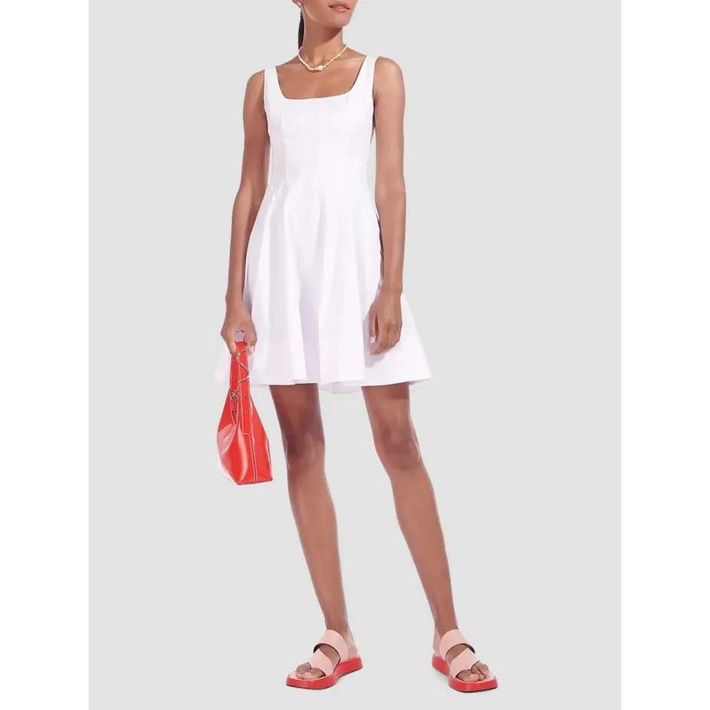 NWOT Staud Wells Mini Dress White Poplin Fit Flare Classic Sz 00